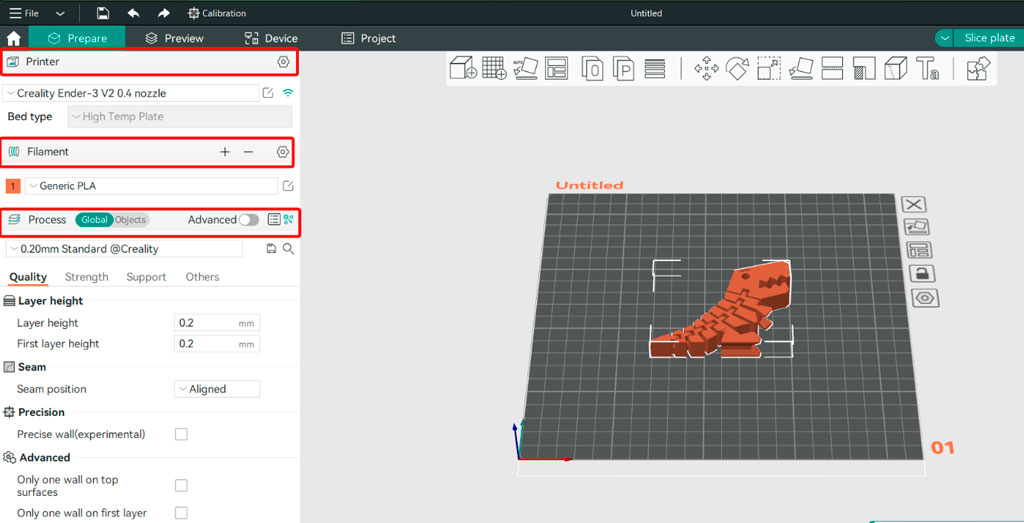 Интерфейс Orca Slicer