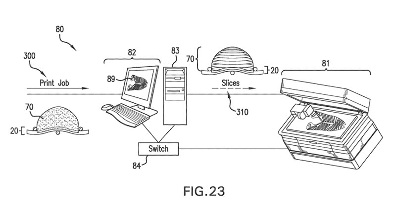 Схема, демонстрирующая новый запатентованный процесс 3D-печати обуви от Nike. Изображение предоставлено Бюро по патентам и товарным знакам США.